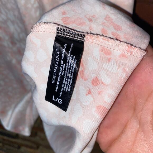 BCBGMaxAzria Y2k Pink Leopard Animal Satin Lace Trim Cami Tank Top Size Large - Picture 5 of 7